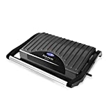 Taurus Amazing GR1700 - Sandwichera eléctrica de 700W, con placas grill antiadherentes, placa superior auto ajustable, asa toque frio, bloqueo placas, almacenaje vertical, negro