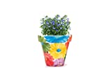WG WATAGIFT Maceta de Cerámica Pintada a Mano “Primavera” - Macetero con Orificio de Drenaje para Jardín y Patio - Interiorismo y Decoración del hogar - Ø 20cm H 18cm
