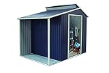 GARDIUN KIS12989 - Caseta Metálica Marlow Con Porche 6.85 m² Exterior 193x355x237 cm Acero Galvanizado Gris Antracita