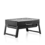 InnovaGoods® Barbacoa, Barbacoa carbon portatil, parrilla barbacoa portatil, fácil y comodo traslado, Ideal para el ahorro de espacio, Material de Hierro (Negro).