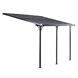 GARDIUN KIS13018 - Pérgola de Pared Elliot - 18.8 m² 619 x 305 x 227/272 cm, Aluminio y Policarbonato