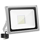 Foco Exterior LED,12V DC Proyector LED,50W 5000LM Luces LED Exterior,Impermeable IP65 Foco Exterior,Luz de Seguridad Luz fría 6500K Blanco frio para Jardín, Terraza, Patio, Garaje(50W, 1 Pack)