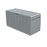 GARDIUN Baúl de Almacenaje Fabricado en Resina Impermeable Top 117x45,5x57,50 cm 270L Montaje Sencillo en Clic con Sistema de Cierre en Color Gris para Uso Interior y Exterior