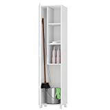 Buyqualia Armario Multiusos o escobero una Puerta y Ruedas en Color Blanco