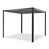blumfeldt Pantheon RemoteShade - Pérgola, Techo motorizado, Techo Extensible y retráctil, Estructura de Aluminio, Superficie 3 x 3 m, Revestimiento hidrorrepelente, Poliéster 280 g/m², Luz LED, Gris