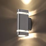 CELAVY Aplique Pared Exterior Impermeable IP65, LED Aplique de Exterior 3000K Blanco Cálido Lampara Exterior Pared GU10 Aluminio, Luz Exterior Pared Iluminacion para Terraza Jardin Balcón Garaje, Gris