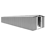 vidaXL Cobertizo de Jardín Patio Casata Casetilla Almacenamiento de Herramienta Almacenaje Exterior Acero Galvanizado Gris 257x779x181 cm