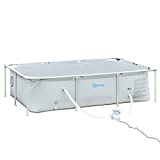 Outsunny Piscina Desmontable Tubular 252x152x65 cm con Depuradora de Cartucho 1200L/H Piscina Rectangular de Exterior para Adultos y Niños 2163L Gris
