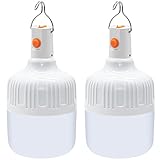 Ledeak LED Faroles de Acampada, 2 Piezas Linterna de Camping USB Recargable Bombilla de Luz LED Portátil con Gancho, Luces de Tienda Lámpara de Emergencia para Exteriores Terraza Jardín Patio