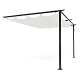 TERRE JARDÍN – Pérgola respaldada 3 x 4 m con tela retráctil cruda