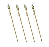 thesecrethome.es - 4 Antorchas Decoración Exterior - Pack 4 Luces Jardín - Antorchas de Bambú para Jardín - 120 CM (Verde)