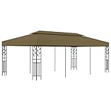 vidaXL Cenador Pérgola Jardín Patio Marquesina Refugio Toldo Carpa de Celebraciones Fiesta Desmontable Bodas Gris Taupe 6x3 m 180 g/m²