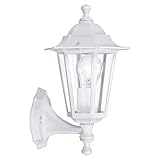 EGLO Lámpara de pared de exterior Laterna 5, luz de exterior de 1 foco, lámpara de pared de aluminio fundido y cristal, color blanco, portalámparas E27, IP44