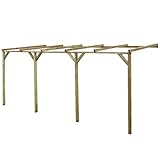 vidaXL Pérgola Inclinada B-Stock Maciza Exterior Entrada para Marquesina para Coches Arco Glorieta Jardín Cenador Madera de Pino Impregnada