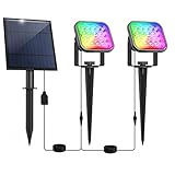 NATPOW Foco Solar Exterior para JardÃn, Luces Led Exterior Solares 2 en 1, Luz Solar Jardin Impermeable IP65, Foco Solar Auto-ON/OFF para Ãrboles, Patio, Sendero de JardÃn (RGB)