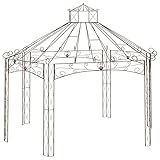 Atlojoys Pérgola de jardín, Carpas para Terraza Bares, Pergolas Y Cenadores, Pérgola， marrón Antiguo 558x350x408 cm Hierro