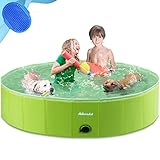 Asmsdd Piscina para Perros Plegable para Mascotas Niños Piscina para niños Piscina portátil para Perros PVC Antideslizante Baño para Mascotas Bañera para Jugar Piscina para Perros y Gatos 63