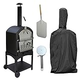 KuKoo - Horno de Acero Multifunción Alimentado con Leña y Carbón para Cocinar a la Piedra Pizza, Carne, Pez y Verdura con Pala para Pizza y Cubierta Impermeable