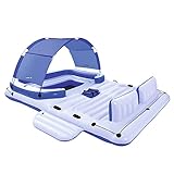 Isla Flotante Inflable Grande, Tumbona de Isla Inflable con Isla Flotante de Brisa Tropical para Adultos, colchoneta Flotante Inflable para Piscina para Fiestas de Verano