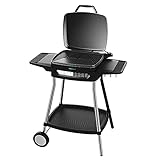 Cecotec Barbacoa Eléctrica Perfect Country 2000 EasyMove. 2000 W, Superficie Mixta y Antiadherente, Tapa Abatible, Termostato Regulable, Bandeja recogegrasas, Patas de Acero y Ruedas