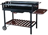 Tarrington House Carro de carbón XL para barbacoa Bratislava Deluxe, Barbacoa de carbón, madera de pino con certificación FSC, con ruedas, altura regulable, negro