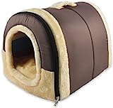 ANPPEX 2 en 1 Casa y Sofá para Mascotas, Lavable a Máquina Casa Cama de Perro Gato Puppy Conejo Mascota Antideslizante Plegable Suave Calentar con Cojín Extraíble Colchón