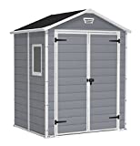 Keter - Caseta de jardín exterior Manor 6x5 DD, Color gris