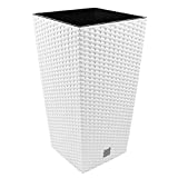 Maceta Alta Cuadrada 19 L Prosperplast Rato Square de plГЎstico con depГіsito en Color Blanco, 45 (Alto) x 24 (Ancho) x 24 (Profundo) cms