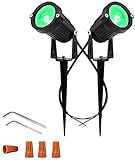 Paquete de 2,Youngine Luces LED para Césped de 12V 5W COB Impermeables para exteriores árboles focos jardÃn patio sendero iluminación de jardÃn con soporte para picos, No Para 220V (Verde)