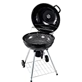 Outsunny Barbacoa de CarbГіn BBQ Picnic Ahumador Parilla con TermГіmetro JardГn Exterior Acampada Parilla de CarbГіn Vegetal con Ruedas y Estante Tapa y TazГіn Esmaltados