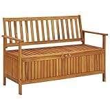 Festnjght Bench - Banco Almacenaje de Jardín Exterior | Baul Almacenaje Madera Maciza Acacia, con Respaldo y Reposabrazos, 120 x 63 x 84 cm