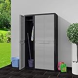 Armario de Plástico Exterior 97 x 38 x 171 cm Armario Alto de almacenamiento con 3 puertas y 4 Estantes ajustable, Negro+Gris