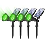 (4 Unidades )T-SUN Foco Solar, Impermeable Luces Solares Exterior, Luz de Jardín, 2 Modos de Iluminación Opcionales, ángulo de 180° Ajustable, Luz de Proyecto Solar para Entrada, Camino.