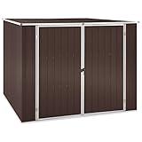 Kstyhome Cobertizo de jardín, Cobertizo Jardin Exterior, Armario Exterior, Caseta Exterior, Cobertizo, Armario Metalico, Cobertizo Bicicletas Exterior, Acero galvanizado marrón 195x198x159 cm