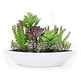 KELZIA Planta Artificial Decorativa -1 Maceta con Decoraciones de Plantas Falsas-Escritorio de Oficina, Mesa, Ventanas, Repisas, Chimenea, Estanteria-Regalo para Ocasiones Especiales (Verde Oval)
