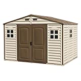 Duramax - caseta cobertizo jardín - WOODSIDE 10x8 - Resina PVC - color marfil y marrón - 2.39 x 3.19 x 2.39 metros - incluye suelo