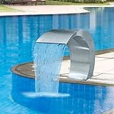 Cascada de Agua de Acero Inoxidable 45 x 30 x 60cm, Resistente al Cloro y al Agua Salada, Fuente Cascada para Piscina