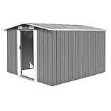 Festnjght Caseta de jardín de Metal Gris 257x298x178 cm|Cobertizo de Almacenamiento de Jardín con 4 Ventilaciones y Puertas Correderas Dobles
