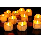 Velas LED Sin Llama 12 Velas Eléctrica a Batería para Decoracion Fiesta Boda, Navidad y Hogar - Luz Cálida