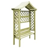 Chenshu Pérgola de jardín con tejadillo y Banco, Pergolas para Terraza, Toldo Pergola, Pergola Jardin Exterior, de Madera de Pino