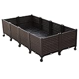 ZYFYMXDD Huerto Urbano Jardinera con Rueda Universal,Jardinera elevada de plástico con Orificios de Drenaje,Contenedor de Plantas de jardín al Aire Libre para Verduras Flores Hierbas