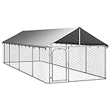 Deufre Perrera de Exterior con Techo Animales Mascotas Perros Jaulas Cercados Casetas Casa Jardín Estructura Actividades Aire Libre 600 x 200 x 150 cm