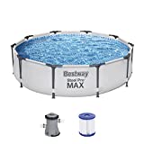 BestwayÂ® Steel Pro MAXâ¢ Set de Piscina con Bomba de Filtro, 305 x 76 cm, Redonda, Color Gris