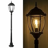 Planetitaly Farola jardín New York 1 luz E27 para exteriores farolas altura 180 cm IP65 - Color negro