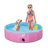 Toozey Piscina para Perros Grandes y Pequeños, 80cm / 120cm / 160cm Piscinas para Perros Plegable, Antideslizante, Piscina para Perros 100% Seguro y No Tóxico