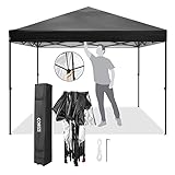 TOOLUCK Carpa Plegable 3x3 Impermeable Cenador Carpa de Jardin Protección UV 50+ Pop Up Gazebo Altura Ajustable Pabellón de Jardín Pergola con Bolsa de Rodillos para Fiestas, Camping, Playa, Negro