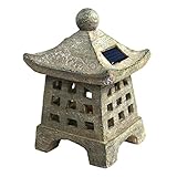 Farol solar al aire libre de la pagoda de la estatua del jardín, luces de jardín Zen creativas de la lámpara de la torre para la decoración del paisaje del balcón, patio, patio