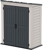 Duramax - caseta cobertizo jardín - YARDMATE PENT PLUS 5x3 - Resina PVC - color gris claro y oscuro - 1.7 x 2.0 x 0.9 metros - incluye suelo