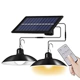 PAOLA BOLSSOM x2 Lamparas Colgante LED Solar - Panel Solar con Control remoto - Iluminación Exterior para Jardín Patio Balcón - Iluminación automática Día/Noche (Luz fría)