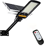 Kingwei 80W Farolas Solares Exterior LED, Luz Exterior con Panel Solar y Mando a Distancia, Impermeable IP67, 84LEDs, 6500K Luz Blanca fría, Luces Solares para Caminos, Jardines y Muros